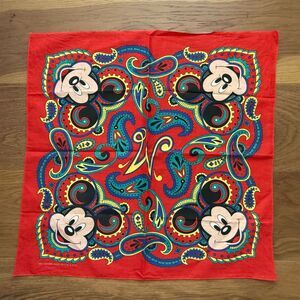 Vintage 80s Mickey Mouse Walt Disney Co. Red Bandana USA